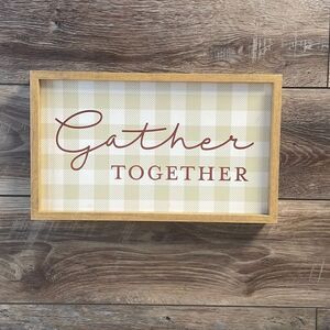 Better Homes & Garden Reversible Wooden Sign”Gather Together & Merry and Bright”